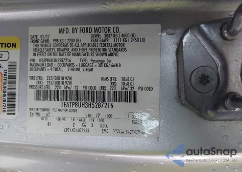 2017 Ford Mustang Ecoboost Premium из США, поврежденный, VIN 1FATP8UH3H5287216